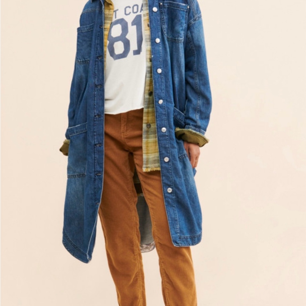 Anthropologie Pilcro Draped Denim Duster Jacket